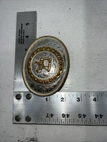 New Women’s Gold Silver Horse Rider Oval Belt Buckle. Flower Boarder F-15