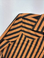 New Women’s H Bar C Orange Black Stripe Long Sleeve Pearl Snap Size 34 LL-103