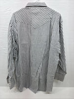 New Men’s Champion Western White Grey Strip Long Sleeve Pearl Snap 3XL E-55
