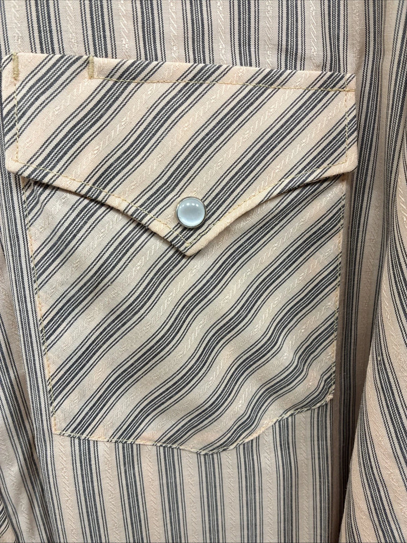 New Men’s White Horse Gold Black Stripe Long Sleeve Pearl Snap 2XL H-30