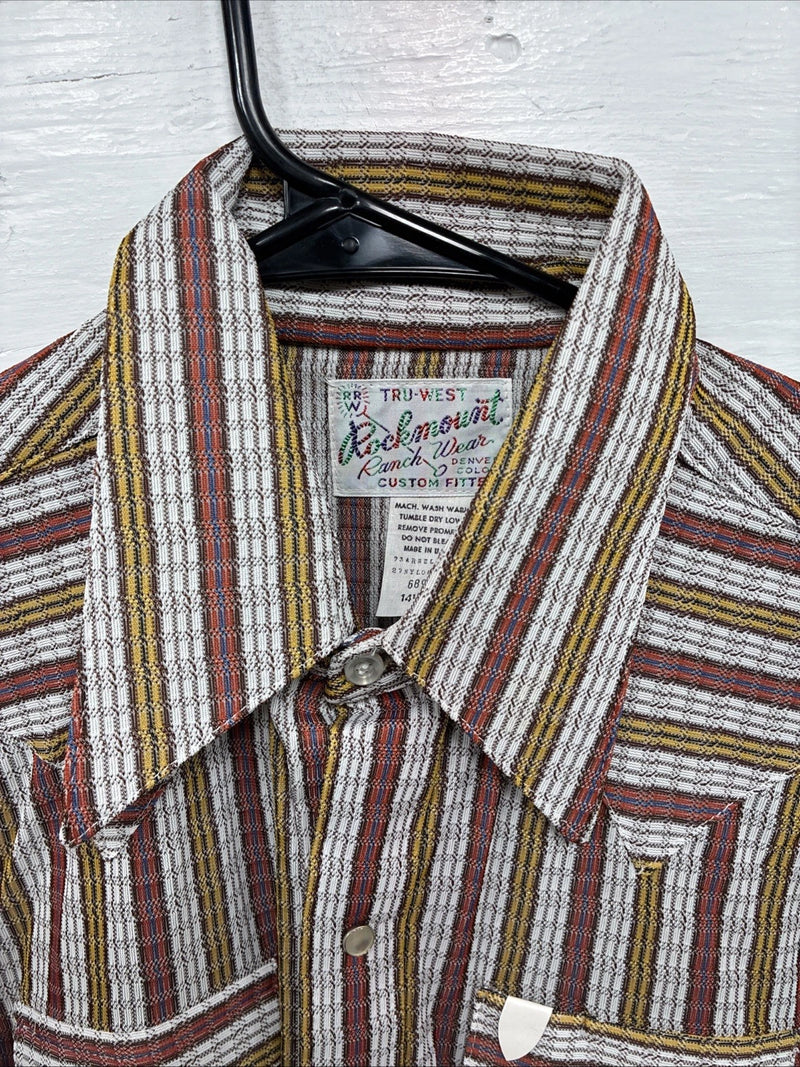 New Men’s Rockmount Multicolor Stripe Long Sleeve Pearl Snap Small AA-108