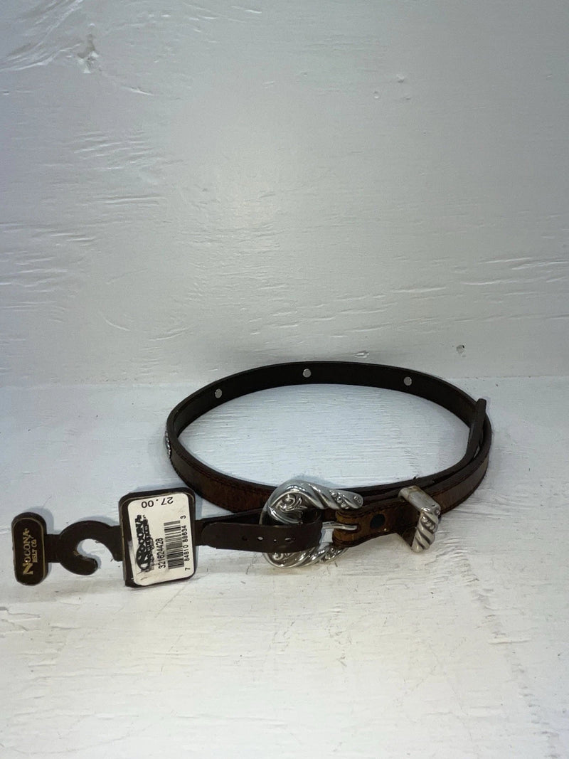 New Brown Genuine Leather Nocona Silver Pendent 28” Belt #3216244 JJ-120