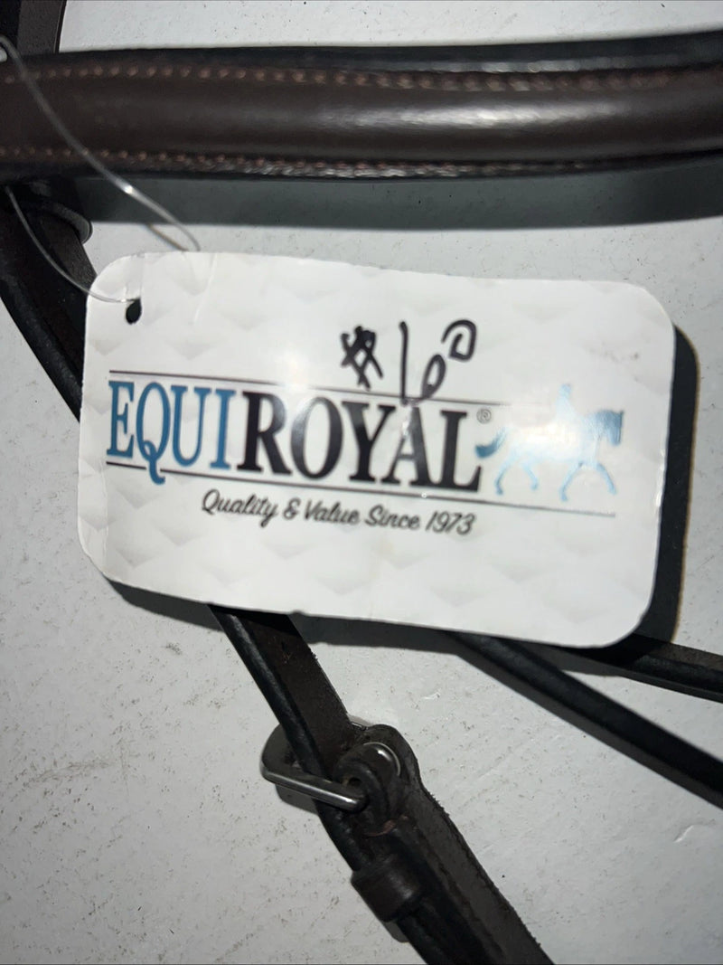 New EQUIROYAL Brown English Snaffle Bridle Full #21-9556-7-0 BB-13