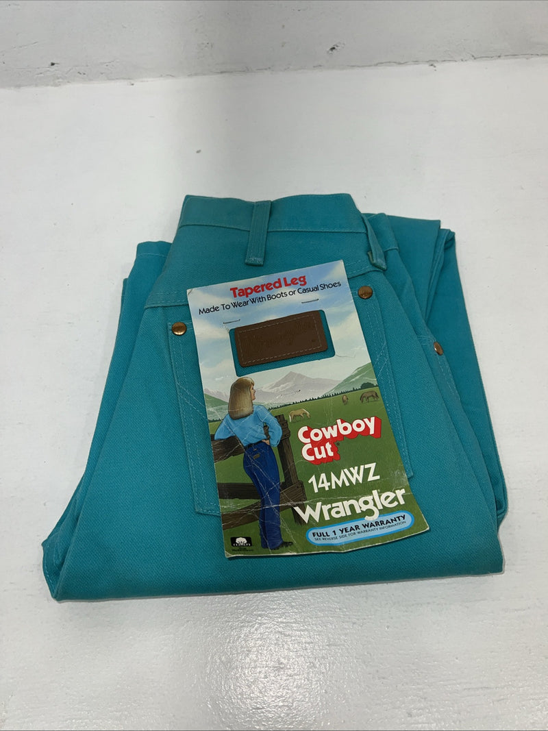 New Women’s Turquoise Wrangler Cowboy Cut Denim Jeans. 7x32 O-12