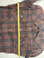 New Kids Panhandle Slim Brown plaid Long Sleeve Pearl Snap Size 12 CC-82