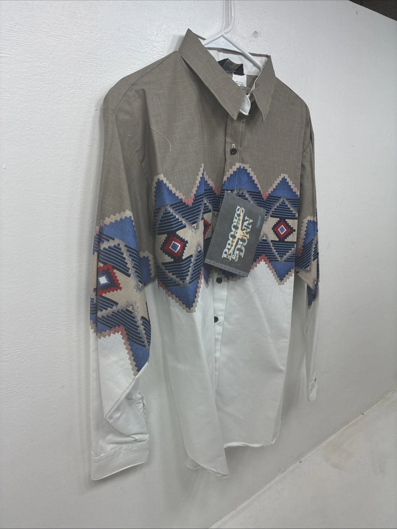 New Women’s Brooks & Dunn Tan Design Long Sleeve Button Up Medium MM-102