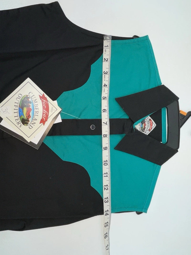 New Women’s Black Blue Cumberland Outfitters Sleeveless Button Up Shirt M 3B-43