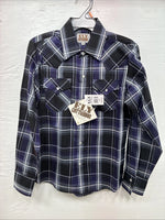 New Kids ELY Cattleman Purple Plaid Long Sleeve Pearl Snap Medium DD-28