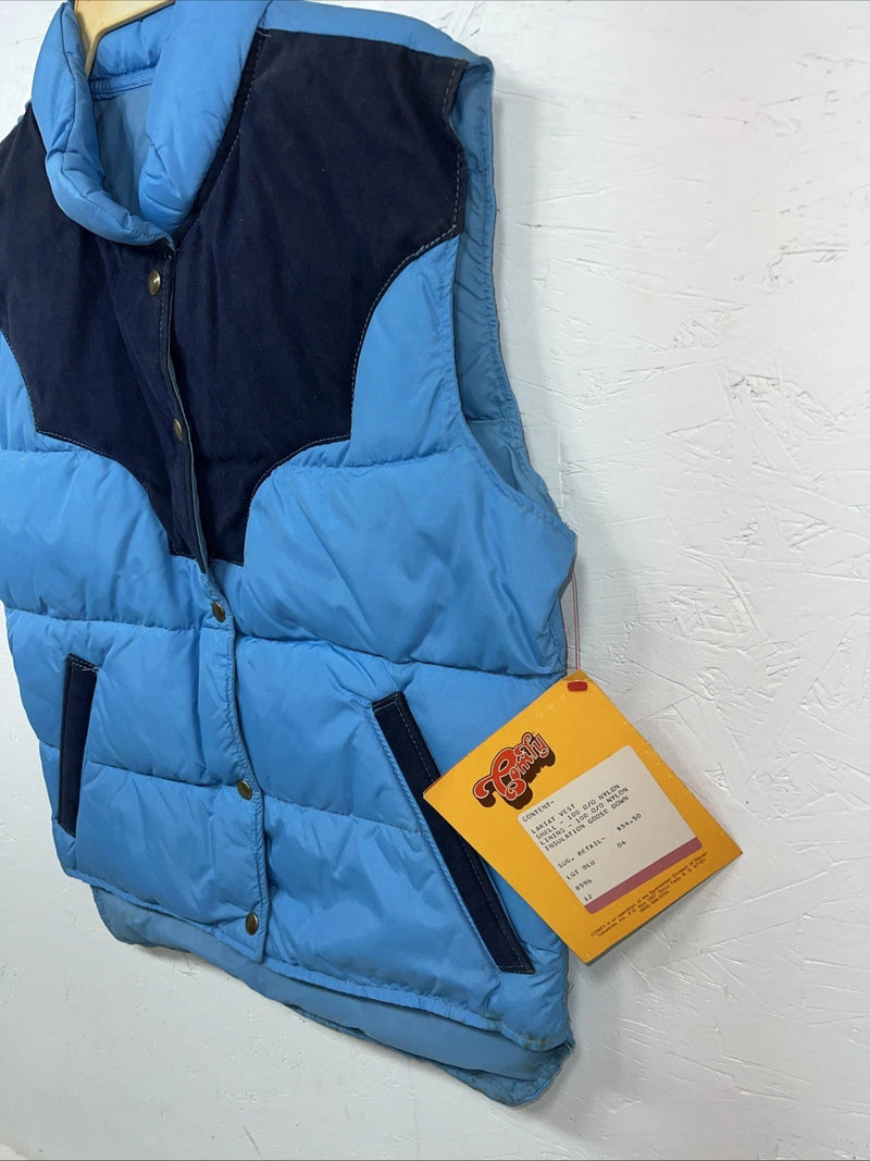 New Women’s Blue Comfy Puffer Lariat Vest 12 #8596 UU-31