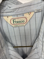 New Women’s Forego Blue Stripe Long Sleeve Button Up Size 36 LL-31