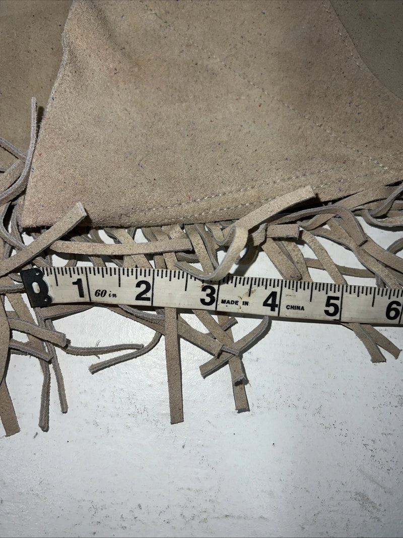 NOS Tan Show Chaps With Fringe Adjustable Waist 37” I-72