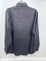 New Men’s ELY Cattleman Black Simple Long Sleeve Pearl Snap 17 XL O-44