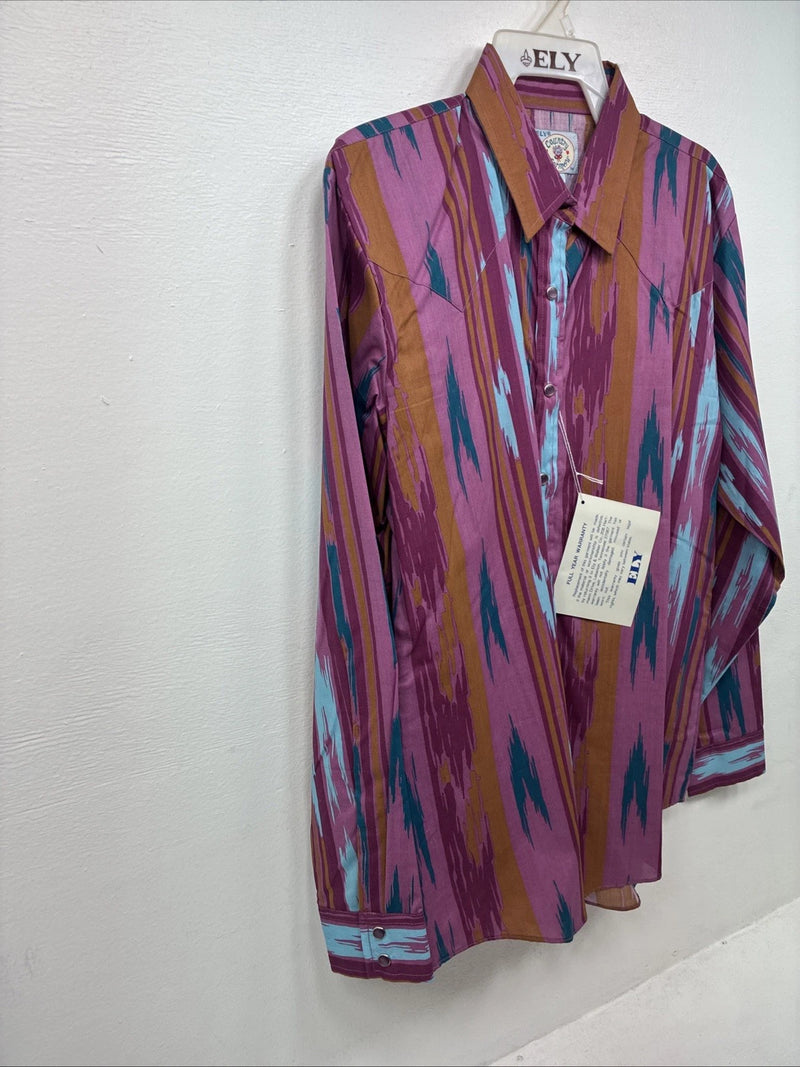 New Women’s Country Charmers Purple Designed Long Sleeve Pearl Snap Large II-80