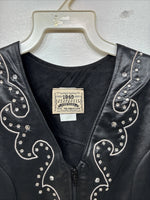 New Women’s 1848 RanchWear Black Rhinestone Sleeveless Vest Zip Up Large YY-43