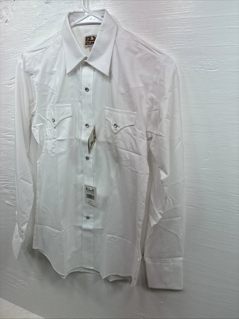 New Boys ELY Cattleman White Long Sleeve Pearl Snap size 16 CC-76