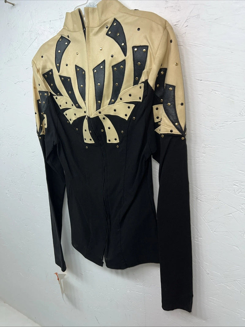 New Women’s 1849 Authentic Ranchwear Black Yellow Western Show Shirt XS WW-13