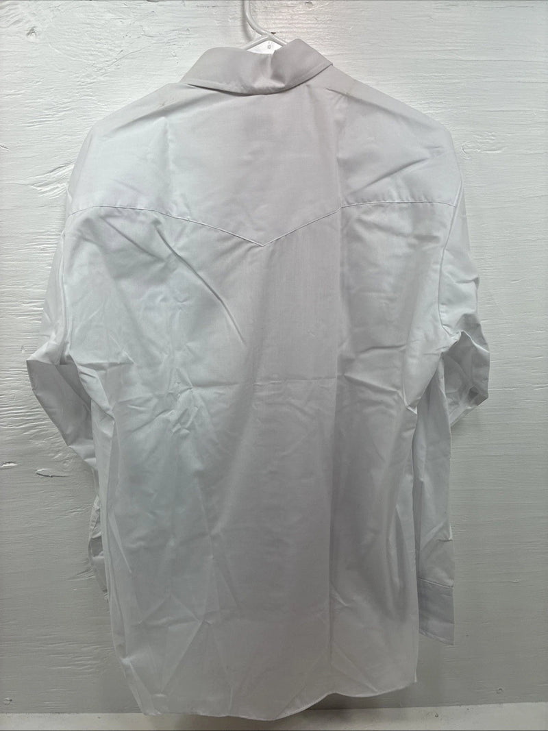 New Men’s Circle S White Simple Long Sleeve Pearl Snap 17 Large M-65