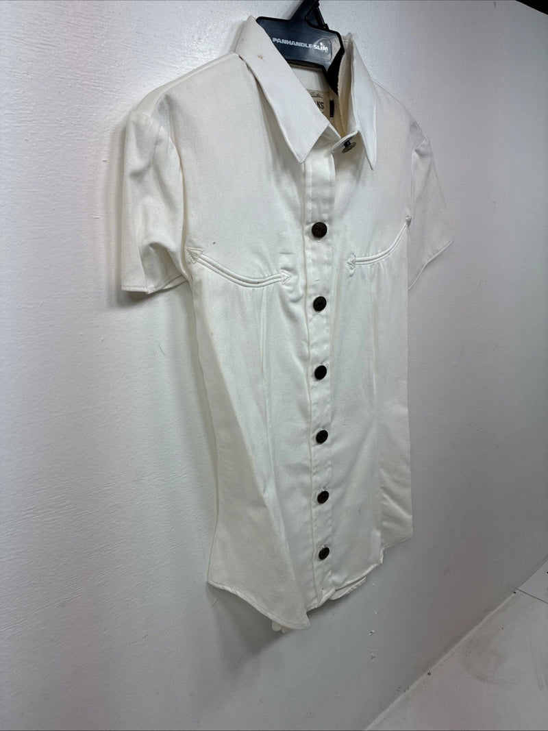 New Women’s Denũm Jeans White Short Sleeve Pearl Snap Shirt Small MM-72