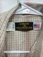 New Men’s Circle S Tan Plaid Long Sleeve Pearl Snap 15 X 34 Medium K-80