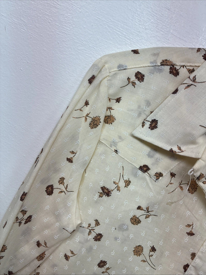 New Womens Panhandle Slim Yellow Floral Long Sleeve Pearl Snap Size 14 KK-9