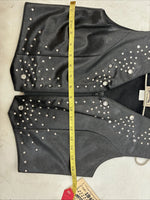 New Women’s 1848 RanchWear Black Rhinestone Sleeveless Vest Zip Up Large YY-40