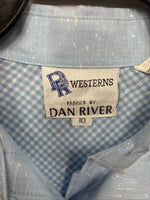 New Kids Dan River Blue Deigned Long Sleeve Pearl Snap Size 10 LL-63