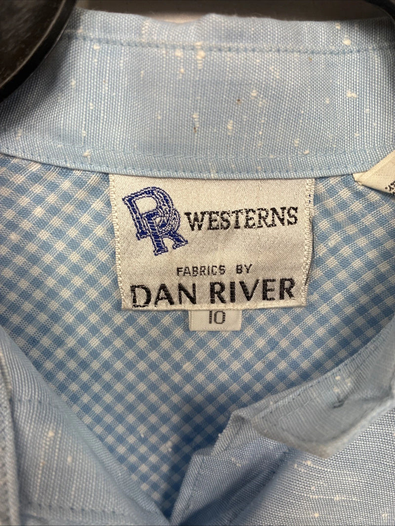 New Kids Dan River Blue Deigned Long Sleeve Pearl Snap Size 10 LL-63
