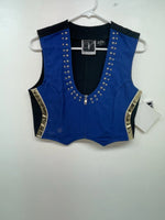 New Women’s Blue With Bling Valencia Cut Off Zip Up Vest S #69479 3B-61