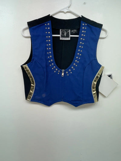 New Women’s Blue With Bling Valencia Cut Off Zip Up Vest S #69479 3B-61