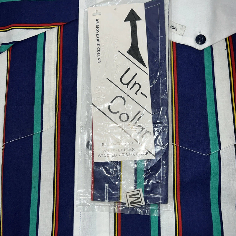 New Men’s Multicolor Strip Mine&Bills Long Sleeve Button Up Shirt. M P-49