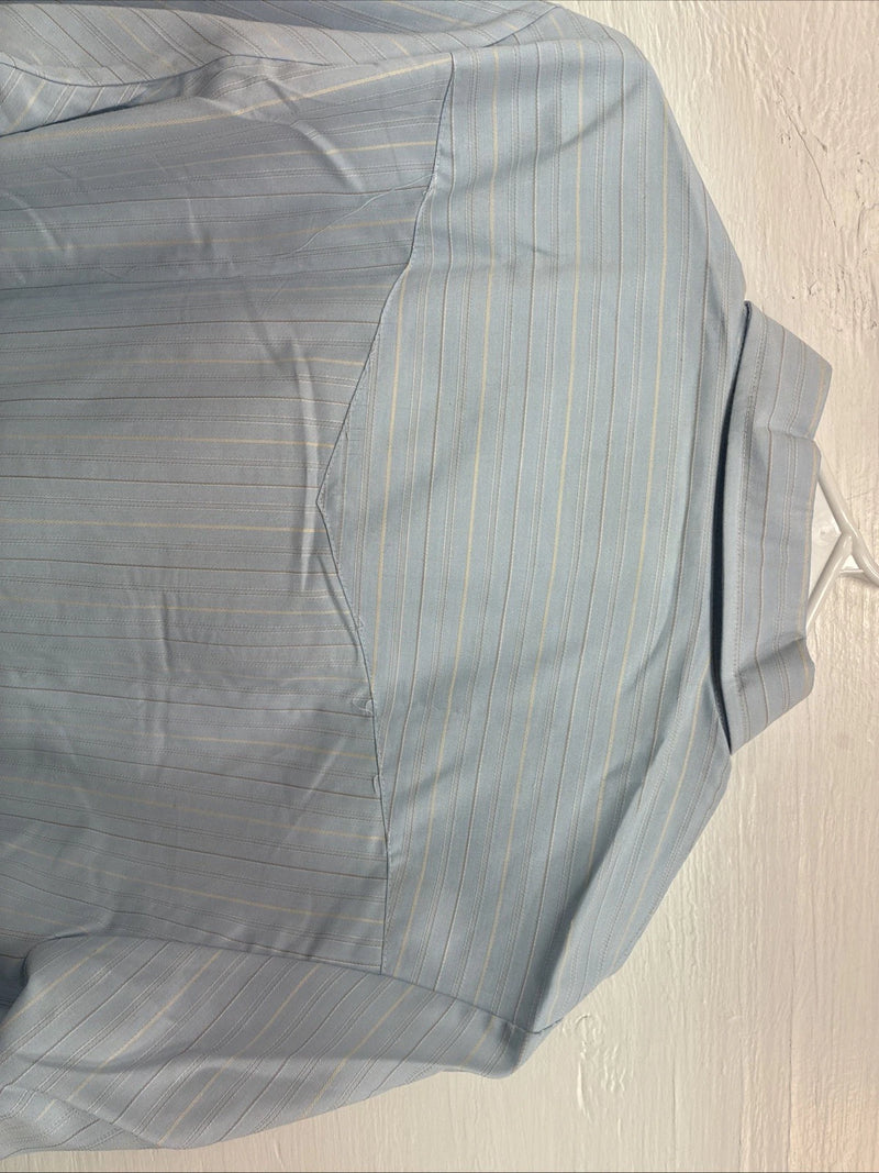 New Men’s ELY Cattleman Blue Stripe Long Sleeve Pearl Snap 16 X 34 Large V-113
