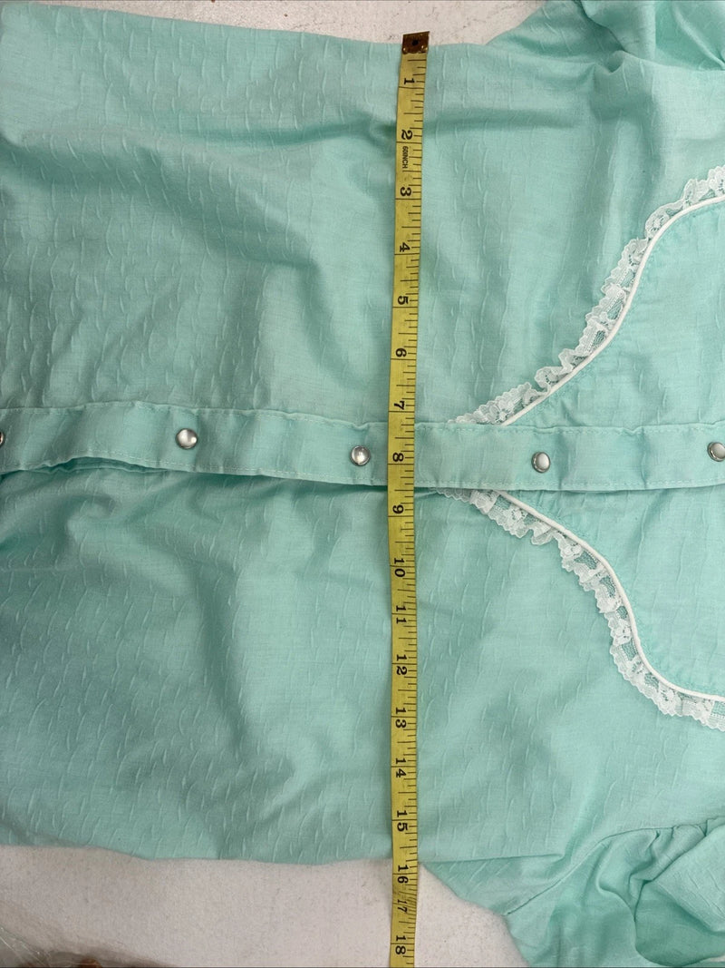 New Women’s Miss Rodeo Blue Design Long Sleeve Pearl Snap Size 10 TT-97