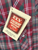 New Men’s ELY Plains Red Plaid Long Sleeve Pearl Snap 15 X 34 Medium AA-79 