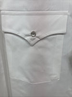 New Men’s ELY Cattleman White Long Sleeve Pearl Snap 16.5 X 34 Large V-116