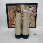 New Women’s Cream Lace Up Texas Brand Cowboy Boots. 4469 10 M. 15-151