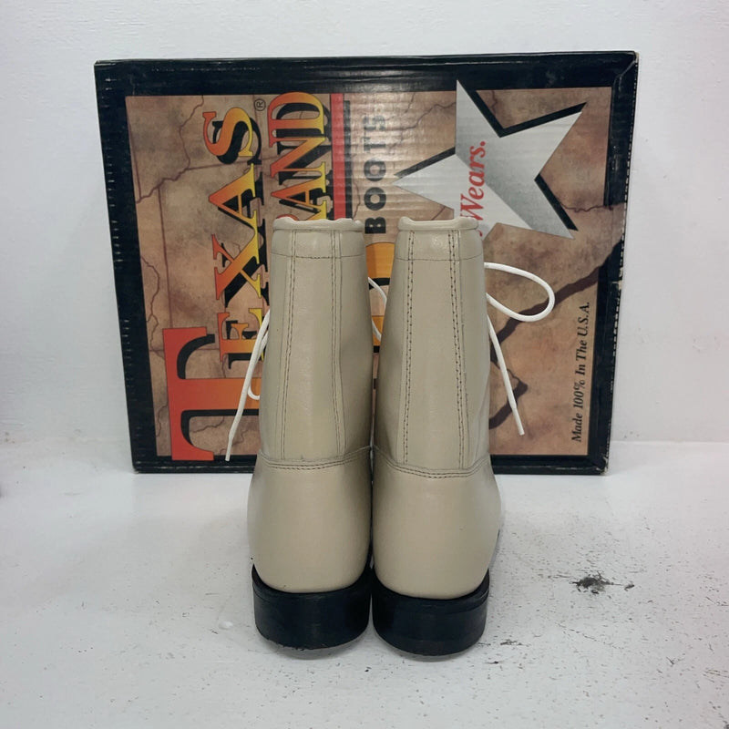 New Women’s Cream Lace Up Texas Brand Cowboy Boots. 4469 10 M. 15-151