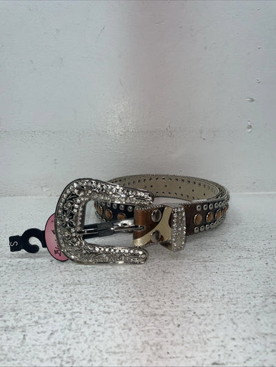 New Cow Print Genuine Leather Blazin Roxx Bling S Belt #N3510602 Z-28
