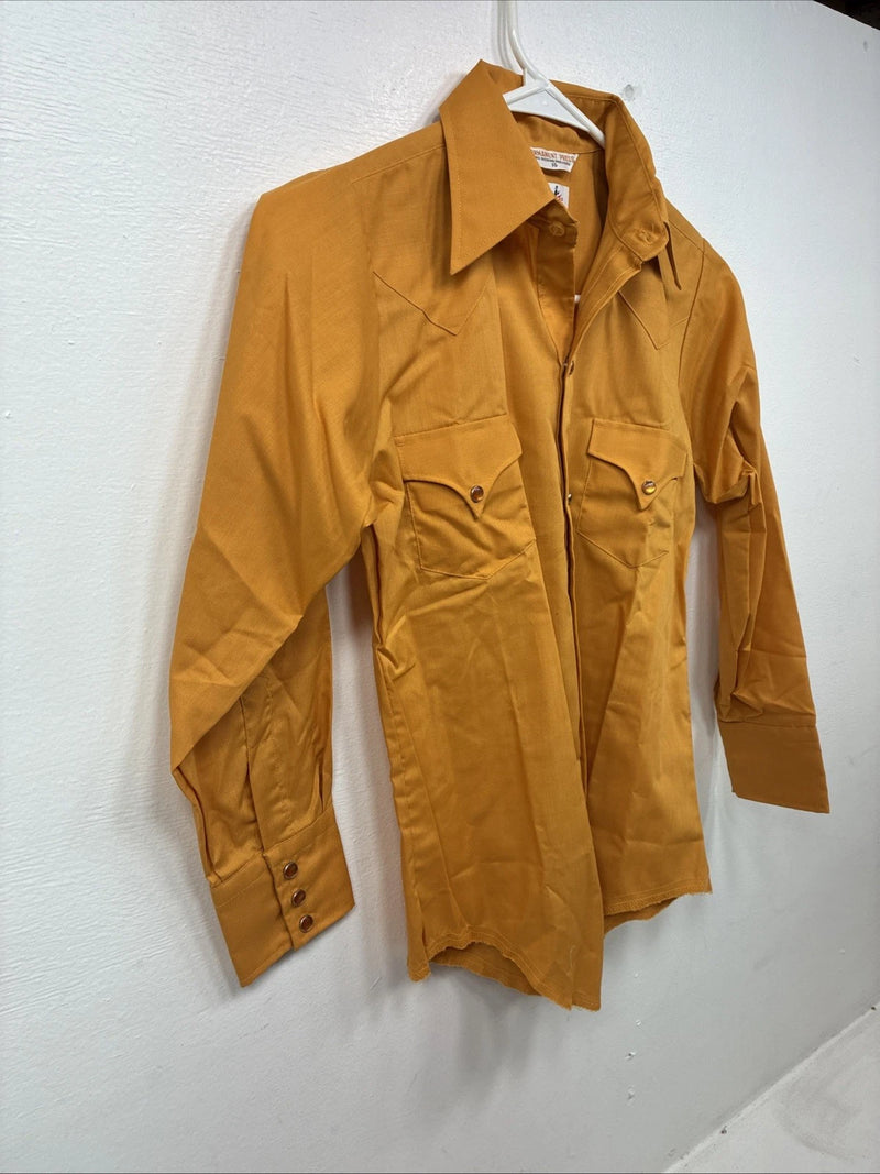 New Women’s Tem Tex Orange Long Sleeve Pearl Snap Size 10 MM-16