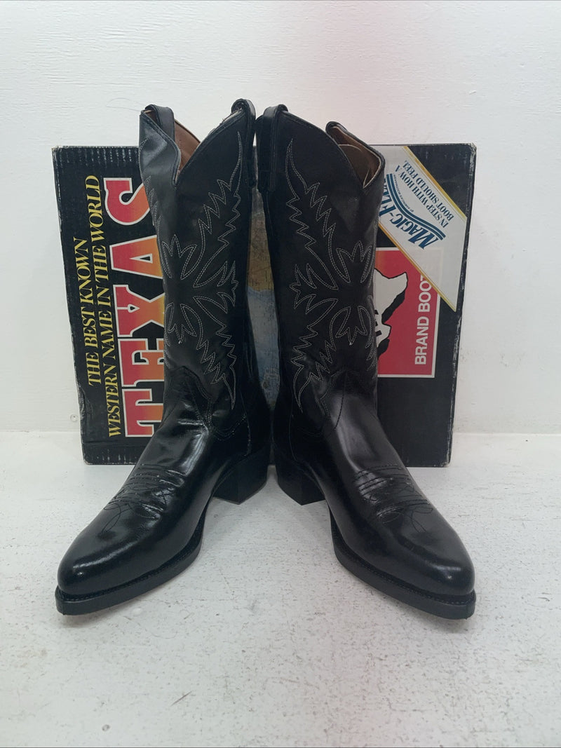 New Men’s Black Texas Brand Cowboy Boots. 1200 9.5 9 1/2 D. 4-76