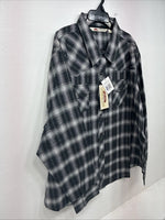 New Women’s Cumberland Black Plaid Long Sleeve Pearl Snap 3XL GG-67