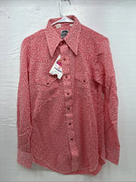 New Men’s Miller Pink Design Long Sleeve Pearl Snap 15 X 34 Medium K-66