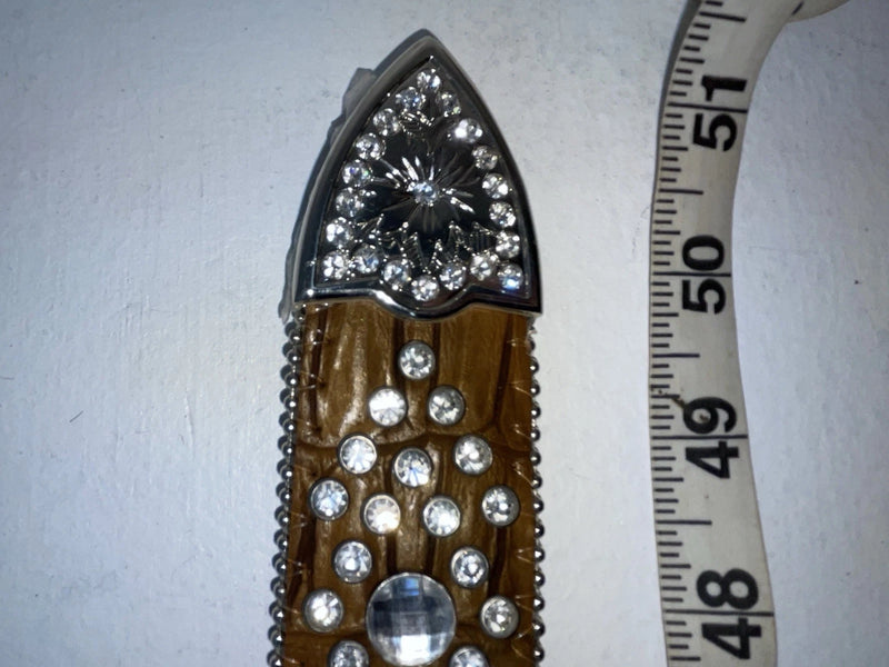 New Brown Genuine Leather Nocona Silver Bling Cross XL Belt #N1330999 Z-74