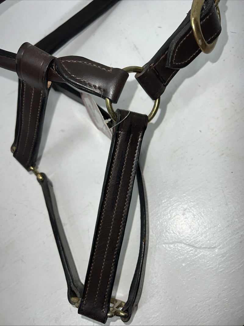 New Tough 1 Genuine Leather Brown Track Horse Halter #44-2046 W-49