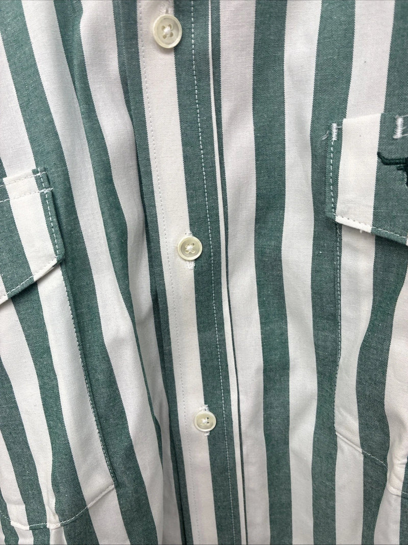 New Women’s Longhorn Green Stripe Short Sleeve Button Up Size 16.5 GG-3