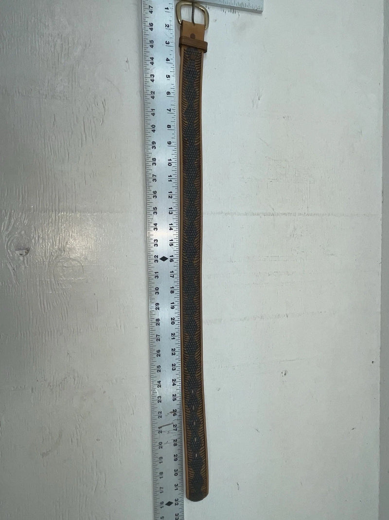 New Brown Genuine Leather Sand & Sage Tooled 28” Belt #533 NN-53