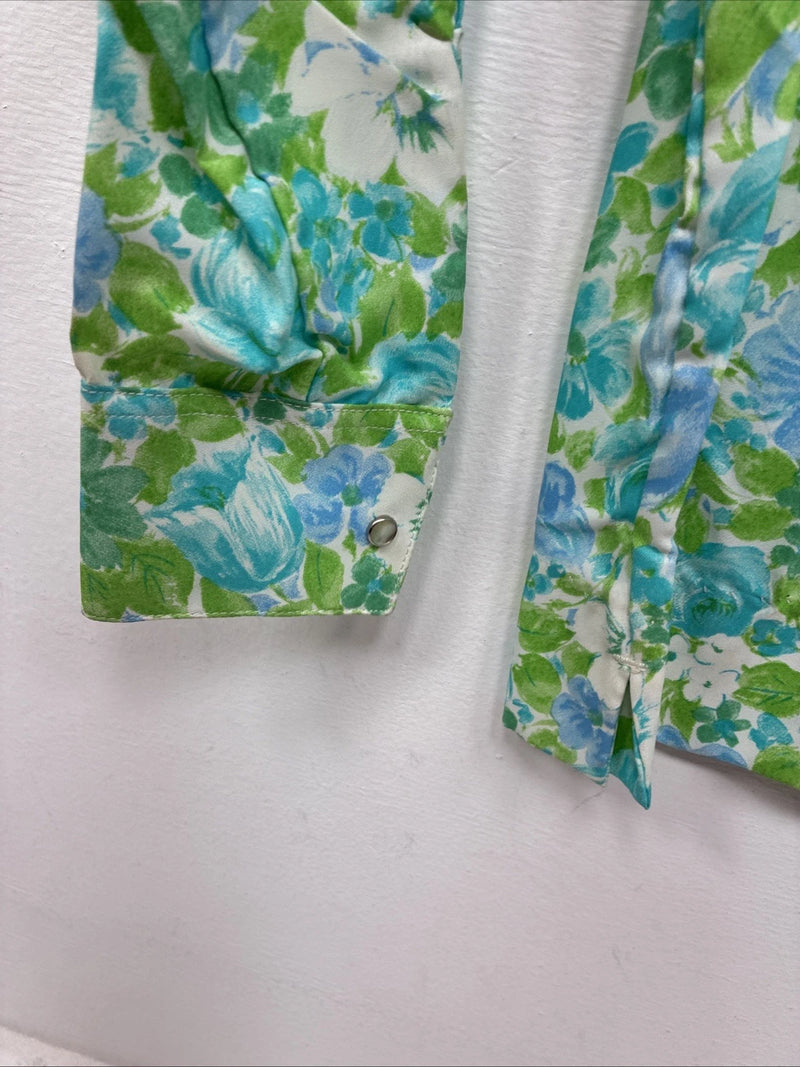 New Kids Rockmount Green Floral Long Sleeve Pearl Snap 8/30 LL-74
