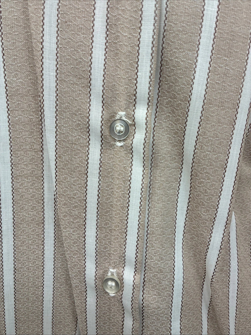 New Women’s Fenton Tan Stripe Long Sleeve Button Up Size 16 II-55