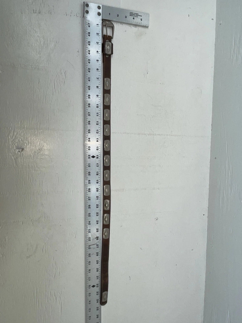 New Brown Genuine Leather Silver Pendent 28” Belt JJ-134