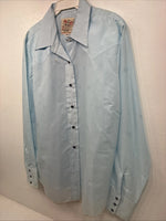 New Women’s H Bar C Blue Long Sleeve Pearl Snap Size 40 KK-5