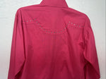 New Women’s Pink White Horse Long Sleeve Button Up Shirt M #211-1426 3B-79